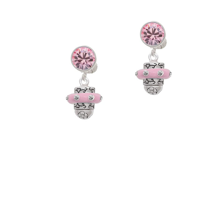 Crystal Pink Spinner Crystal Clip On Earrings Image 1