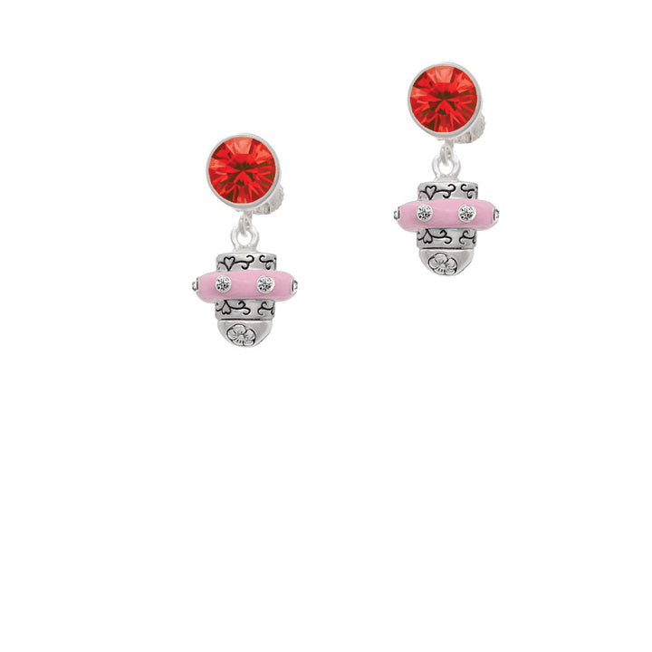 Crystal Pink Spinner Crystal Clip On Earrings Image 4