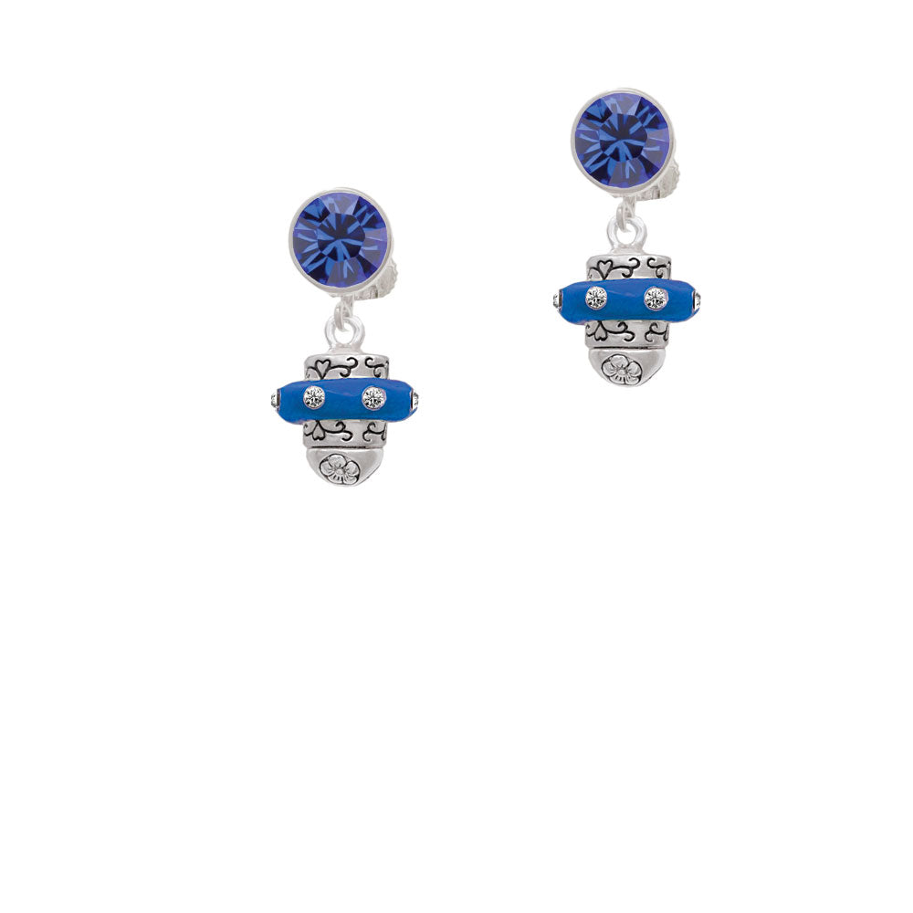 Crystal Royal Blue Spinner Crystal Clip On Earrings Image 7