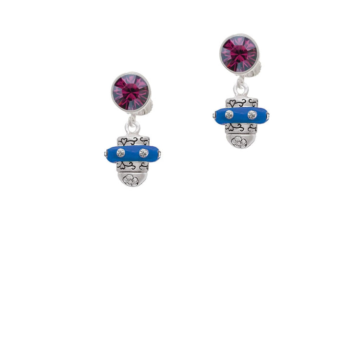 Crystal Royal Blue Spinner Crystal Clip On Earrings Image 8