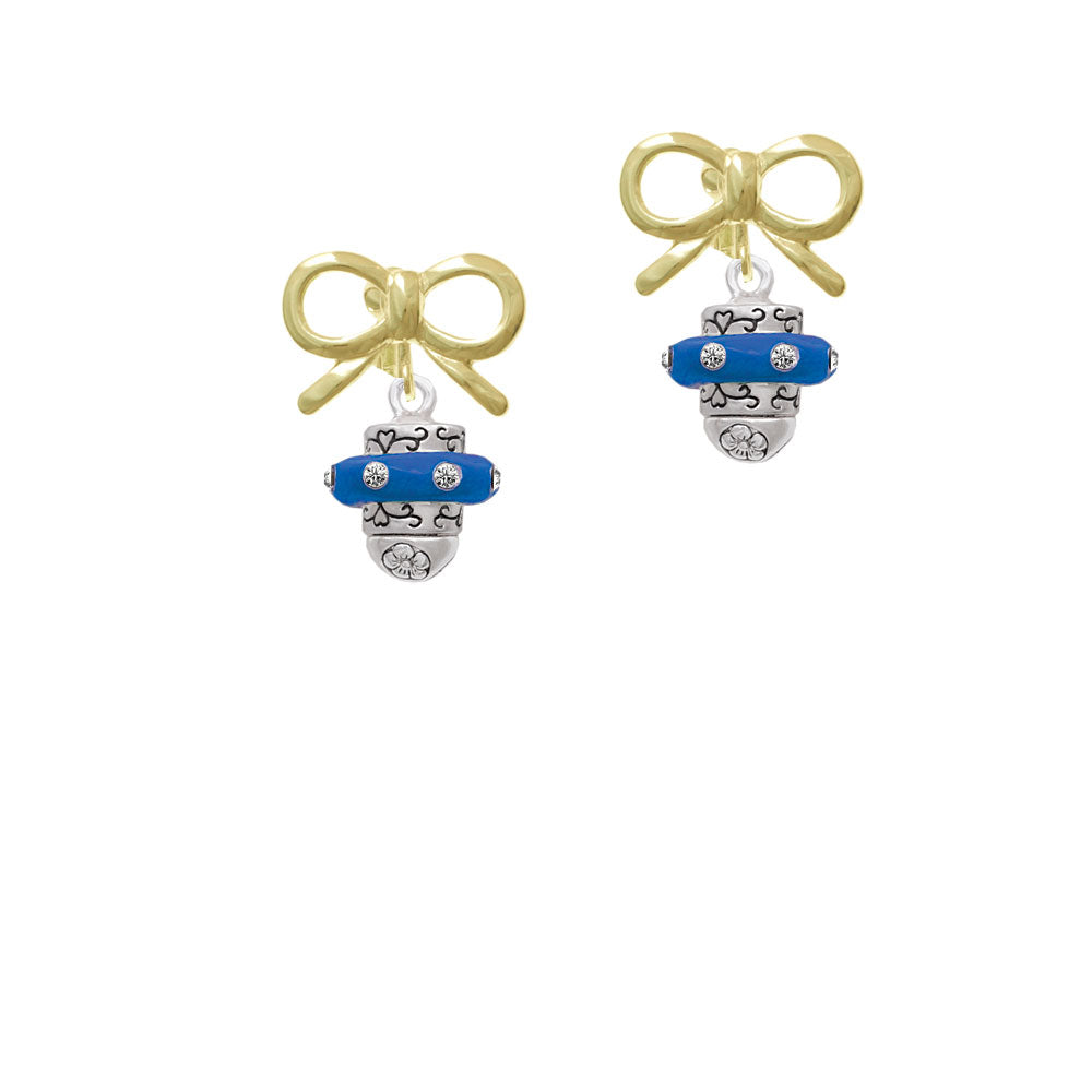 Crystal Royal Blue Spinner Crystal Clip On Earrings Image 10