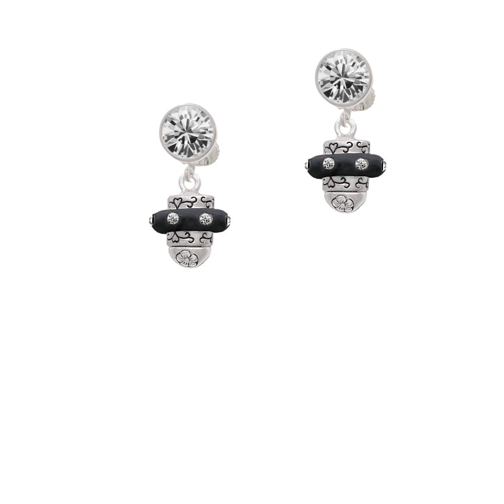 Crystal Black Spinner Crystal Clip On Earrings Image 2