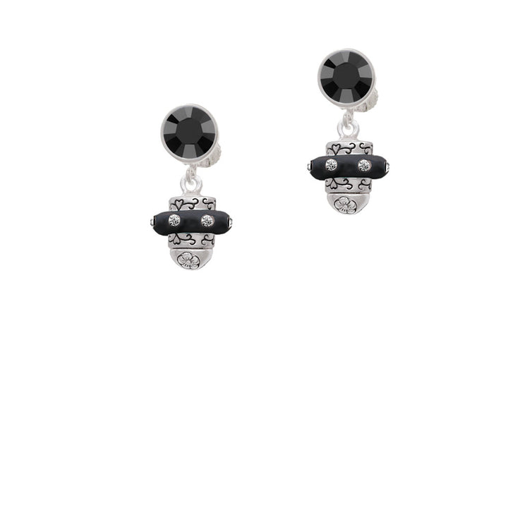 Crystal Black Spinner Crystal Clip On Earrings Image 3