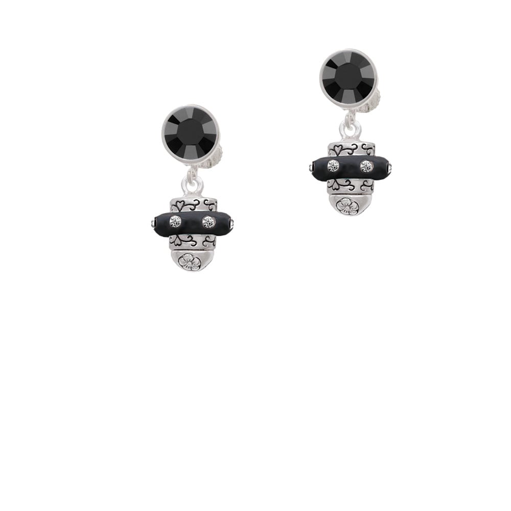 Crystal Black Spinner Crystal Clip On Earrings Image 1