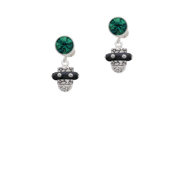 Crystal Black Spinner Crystal Clip On Earrings Image 6