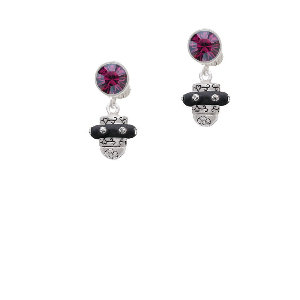 Crystal Black Spinner Crystal Clip On Earrings Image 8