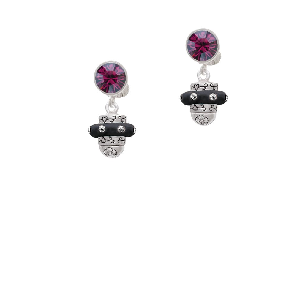 Crystal Black Spinner Crystal Clip On Earrings Image 1