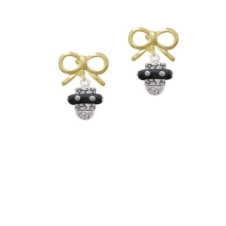 Crystal Black Spinner Crystal Clip On Earrings Image 10