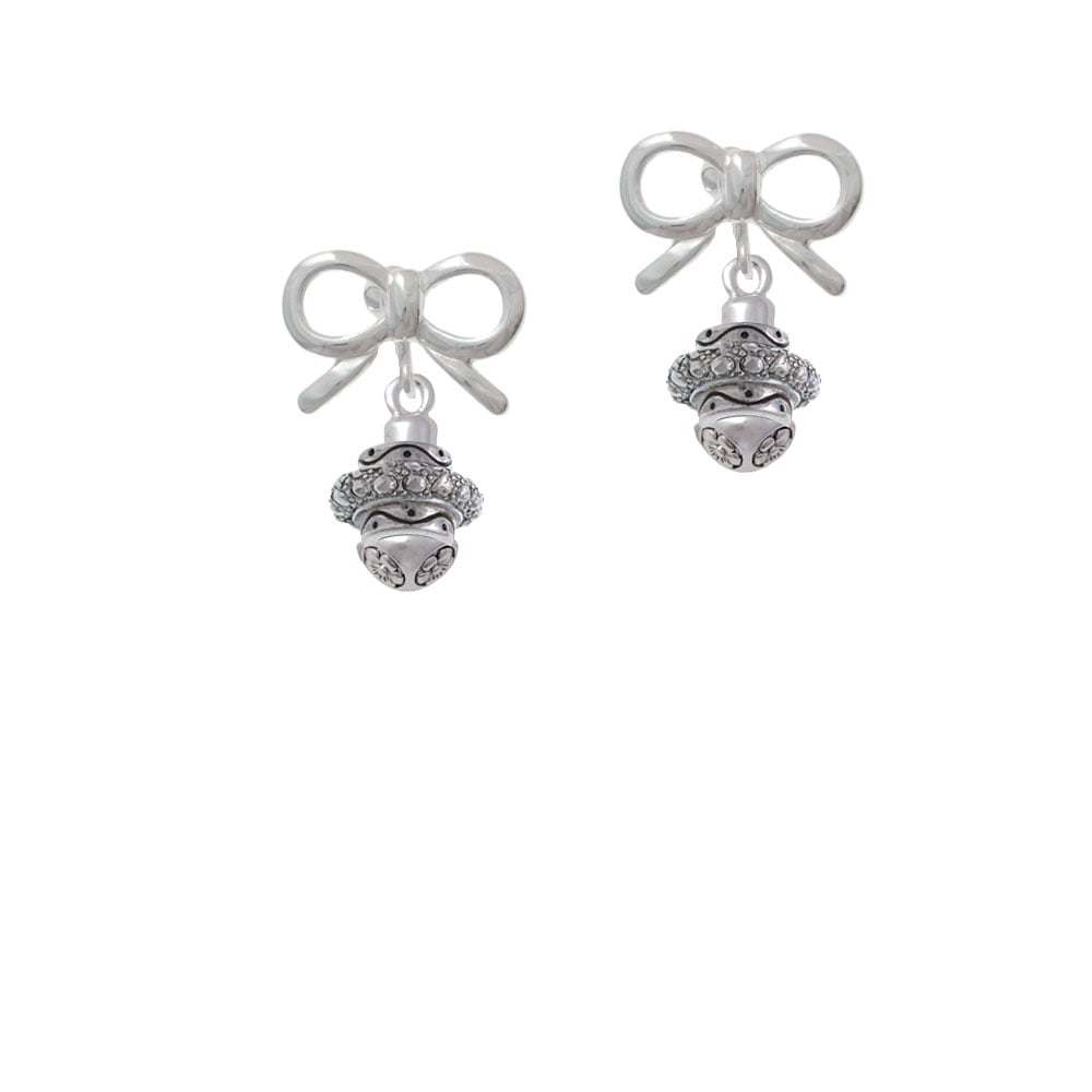 Silver Tone Center Spacer Spinner Crystal Clip On Earrings Image 9