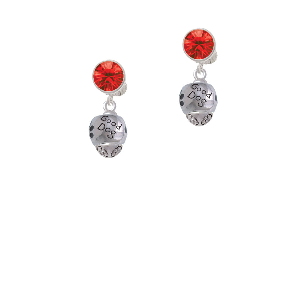 Good Dog with Black Paw Spinners Crystal Clip On Earrings Image 4