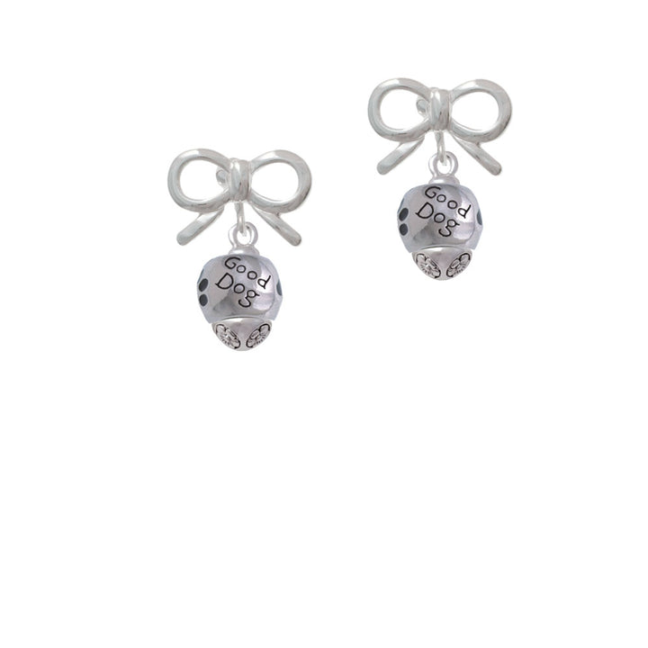 Good Dog with Black Paw Spinners Crystal Clip On Earrings Image 9