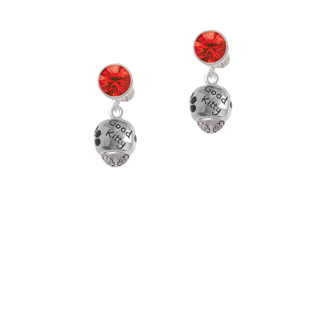 Good Kitty with Black Paw Spinners Crystal Clip On Earrings Image 4