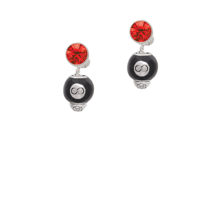 Black 8 Ball Spinner Crystal Clip On Earrings Image 4