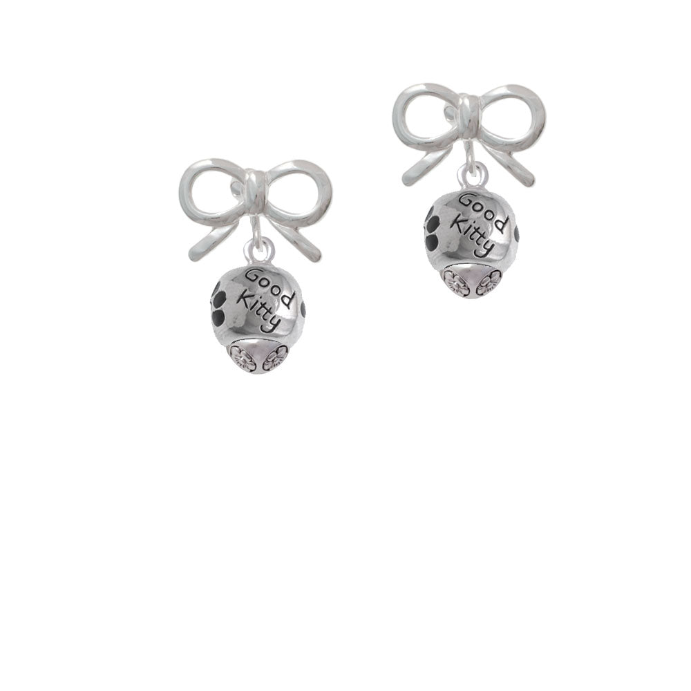 Good Kitty with Black Paw Spinners Crystal Clip On Earrings Image 9