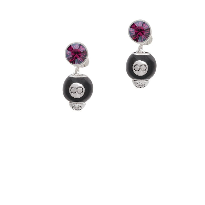 Black 8 Ball Spinner Crystal Clip On Earrings Image 8