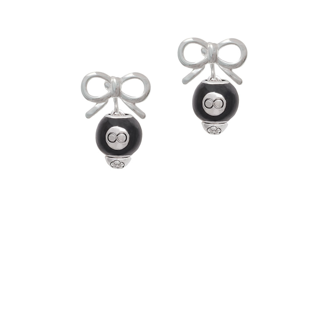 Black 8 Ball Spinner Crystal Clip On Earrings Image 9