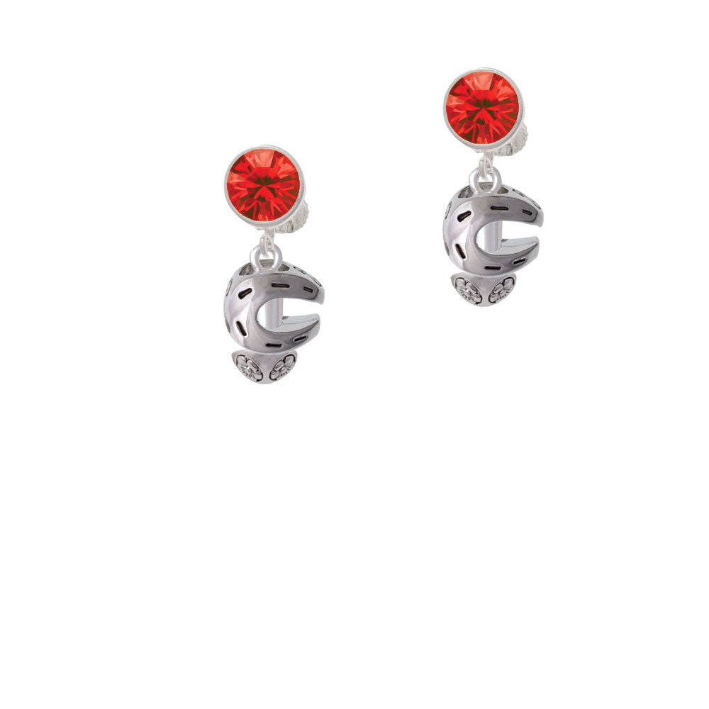 Silver Tone Horseshoe Spinners Crystal Clip On Earrings Image 4