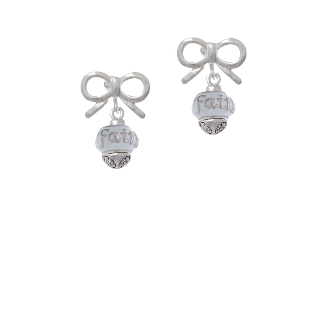 Faith on White Spinners Crystal Clip On Earrings Image 9