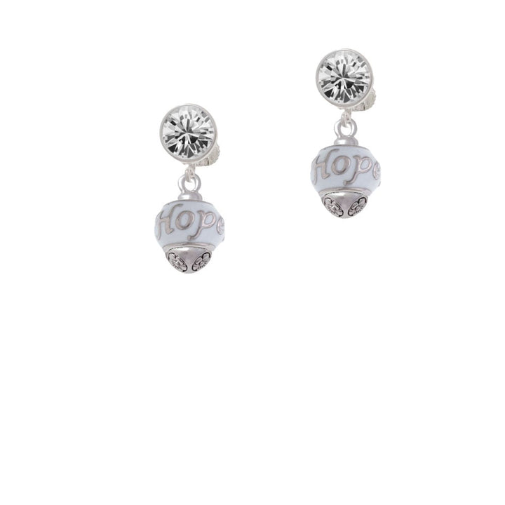 Hope on White Spinners Crystal Clip On Earrings Image 2