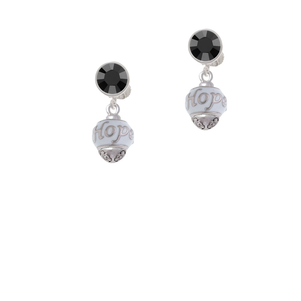 Hope on White Spinners Crystal Clip On Earrings Image 3