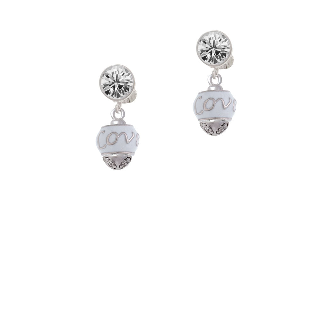 Love on White Spinners Crystal Clip On Earrings Image 2