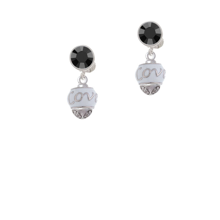 Love on White Spinners Crystal Clip On Earrings Image 3