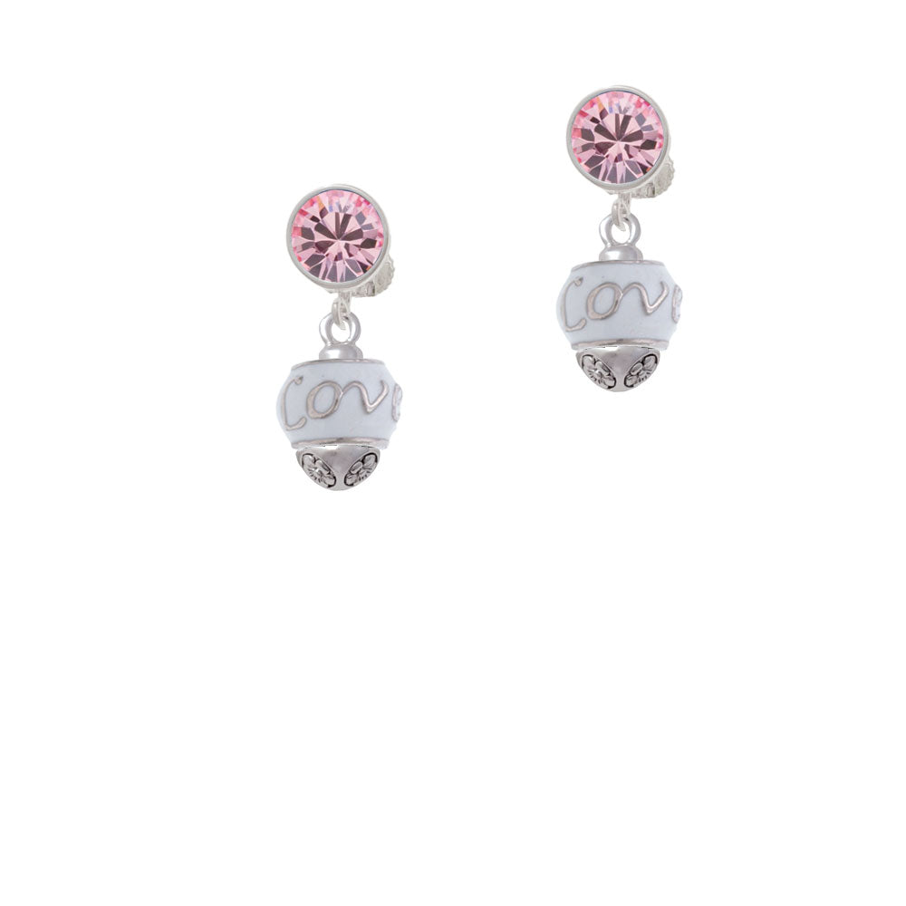 Love on White Spinners Crystal Clip On Earrings Image 4