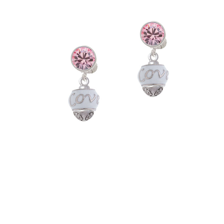 Love on White Spinners Crystal Clip On Earrings Image 4