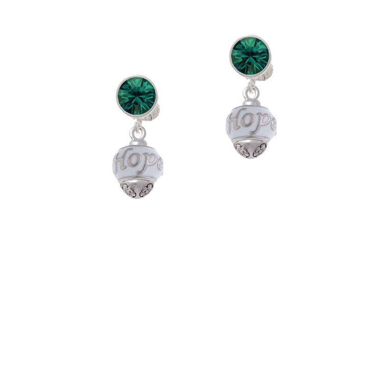 Hope on White Spinners Crystal Clip On Earrings Image 6