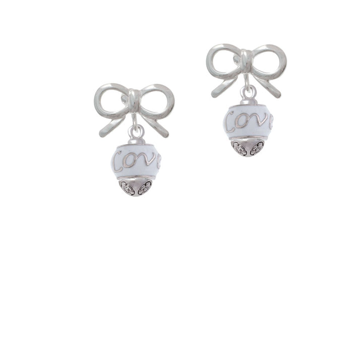 Love on White Spinners Crystal Clip On Earrings Image 9