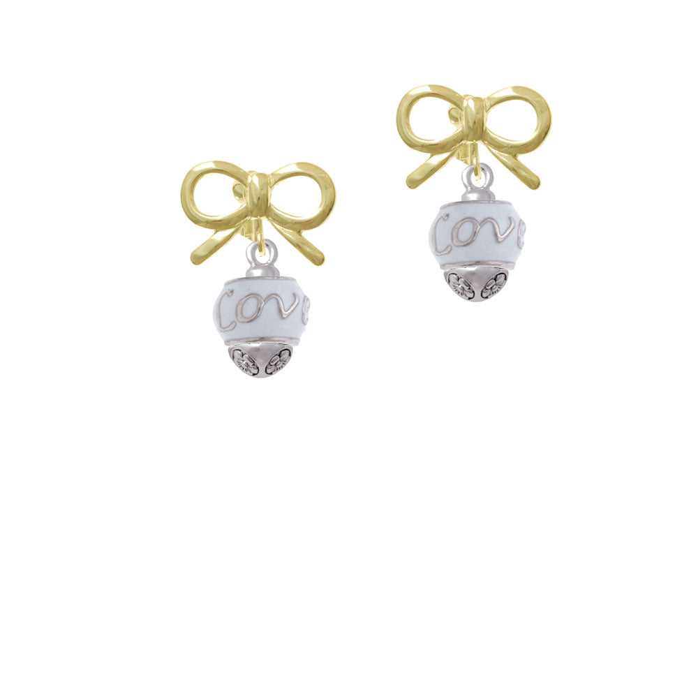 Love on White Spinners Crystal Clip On Earrings Image 10