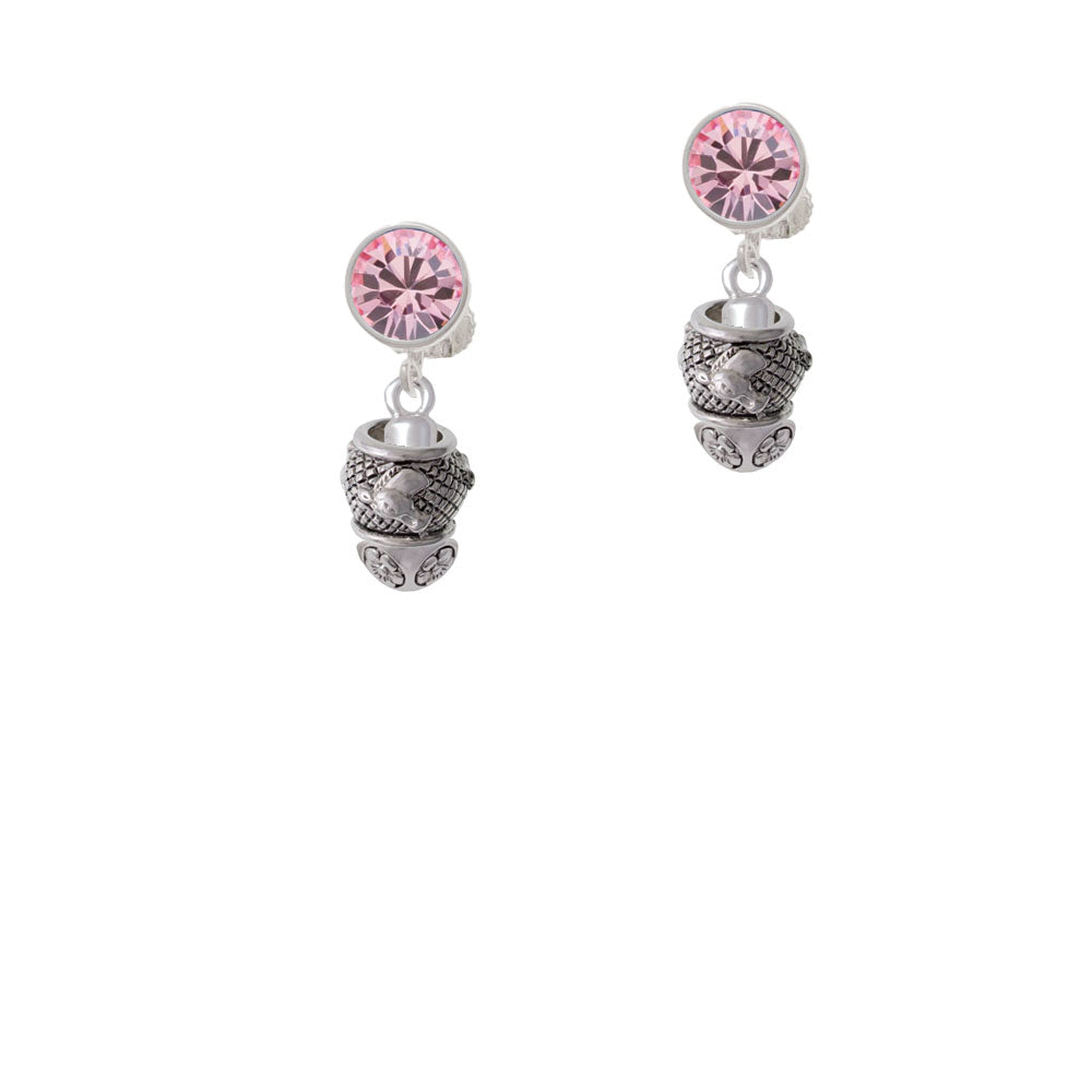 Horse Head on Hatched Background Spinners Crystal Clip On Earrings Image 4