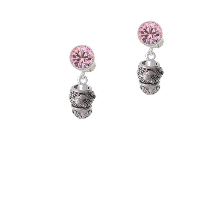 Horse Head on Hatched Background Spinners Crystal Clip On Earrings Image 4