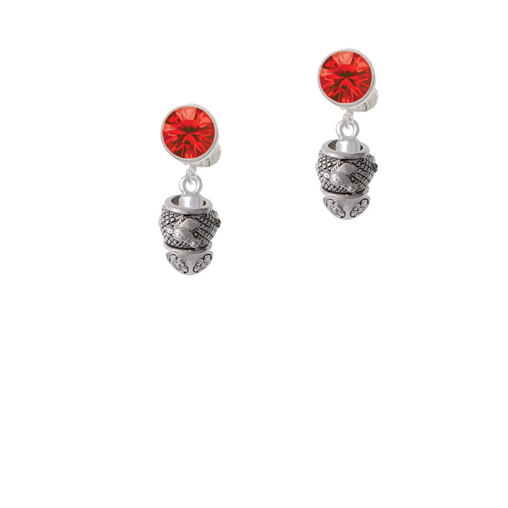 Horse Head on Hatched Background Spinners Crystal Clip On Earrings Image 4