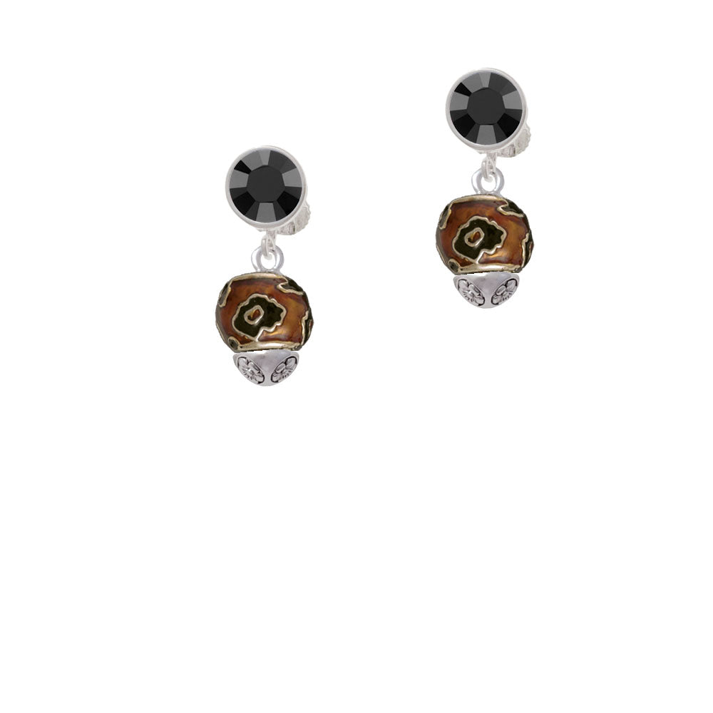 Wide Translucent Brown Cheetah Print - Gold Tone Spinners Crystal Clip On Earrings Image 3