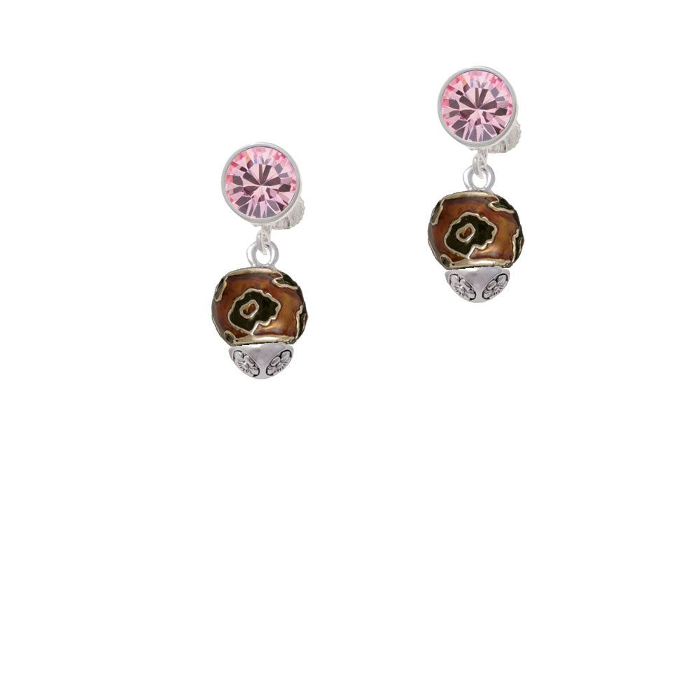 Wide Translucent Brown Cheetah Print - Gold Tone Spinners Crystal Clip On Earrings Image 4