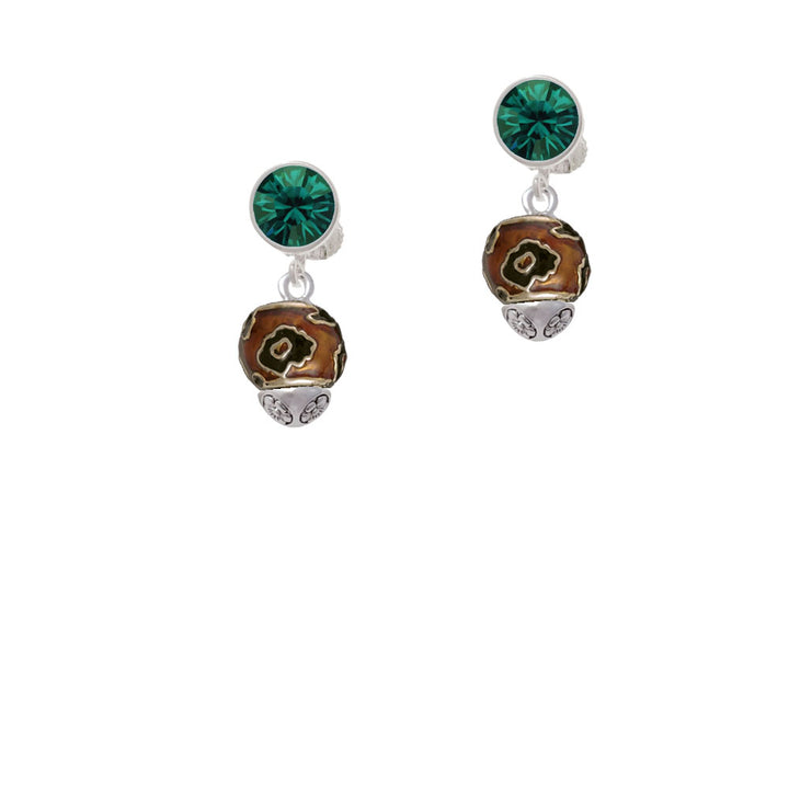 Wide Translucent Brown Cheetah Print - Gold Tone Spinners Crystal Clip On Earrings Image 6