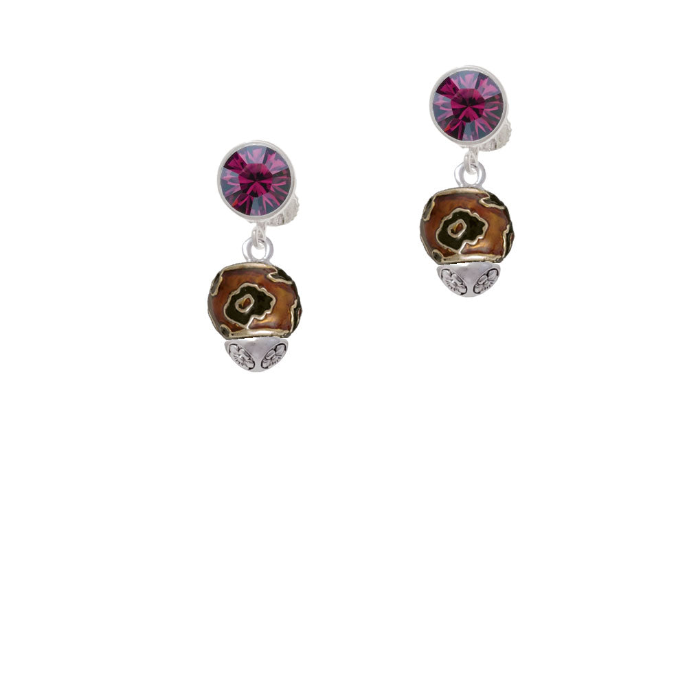 Wide Translucent Brown Cheetah Print - Gold Tone Spinners Crystal Clip On Earrings Image 8