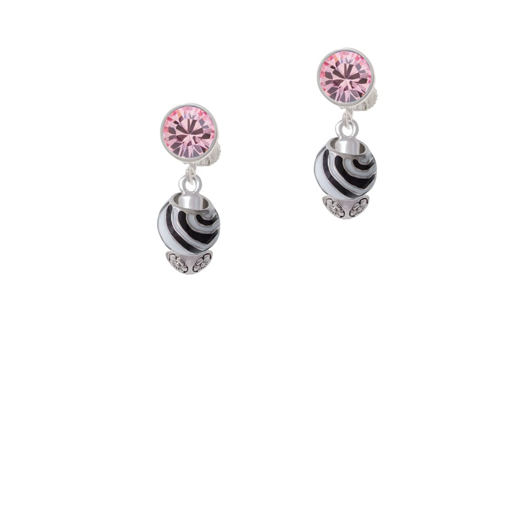 Wide Zebra Print Spinners Crystal Clip On Earrings Image 4