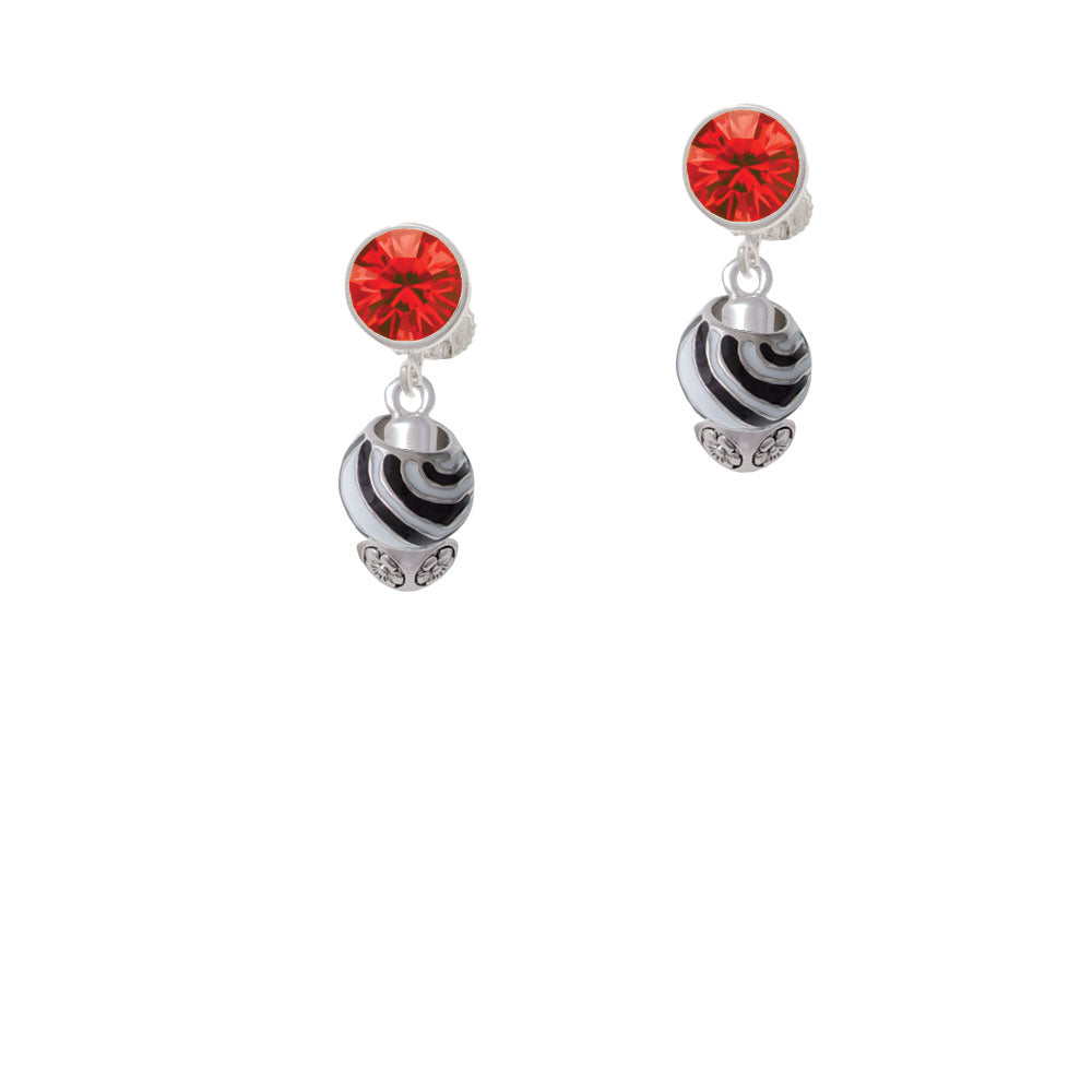 Wide Zebra Print Spinners Crystal Clip On Earrings Image 4