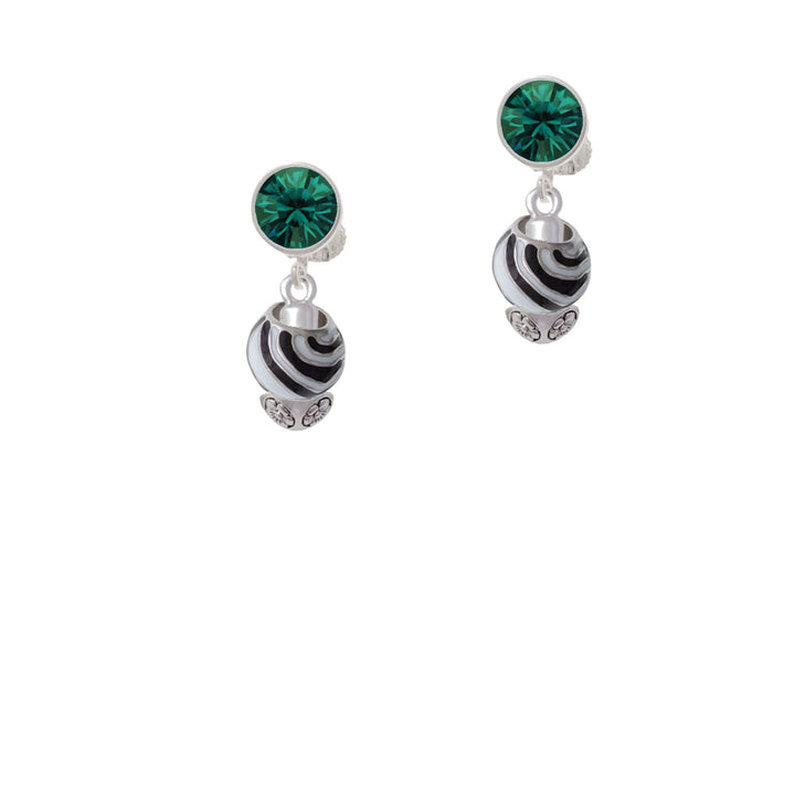 Wide Zebra Print Spinners Crystal Clip On Earrings Image 6