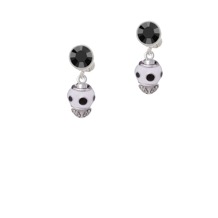 Black Dots on White Spinners Crystal Clip On Earrings Image 3