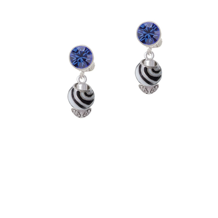 Wide Zebra Print Spinners Crystal Clip On Earrings Image 7