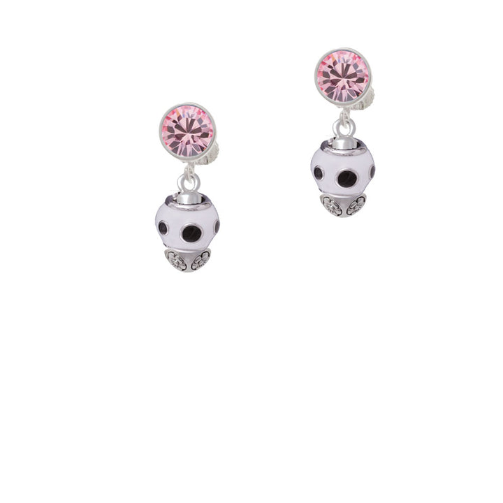 Black Dots on White Spinners Crystal Clip On Earrings Image 4