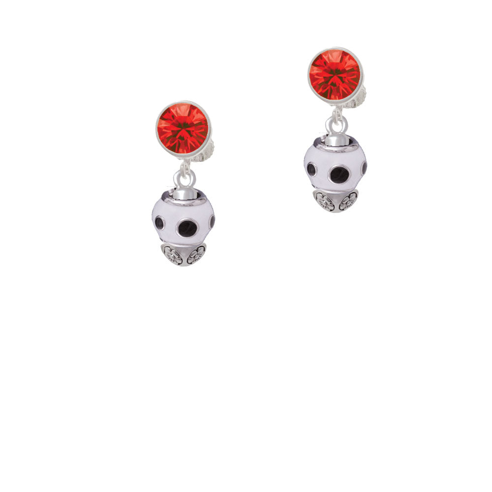 Black Dots on White Spinners Crystal Clip On Earrings Image 4