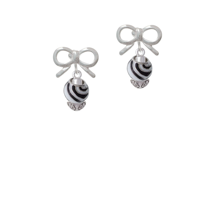 Wide Zebra Print Spinners Crystal Clip On Earrings Image 9