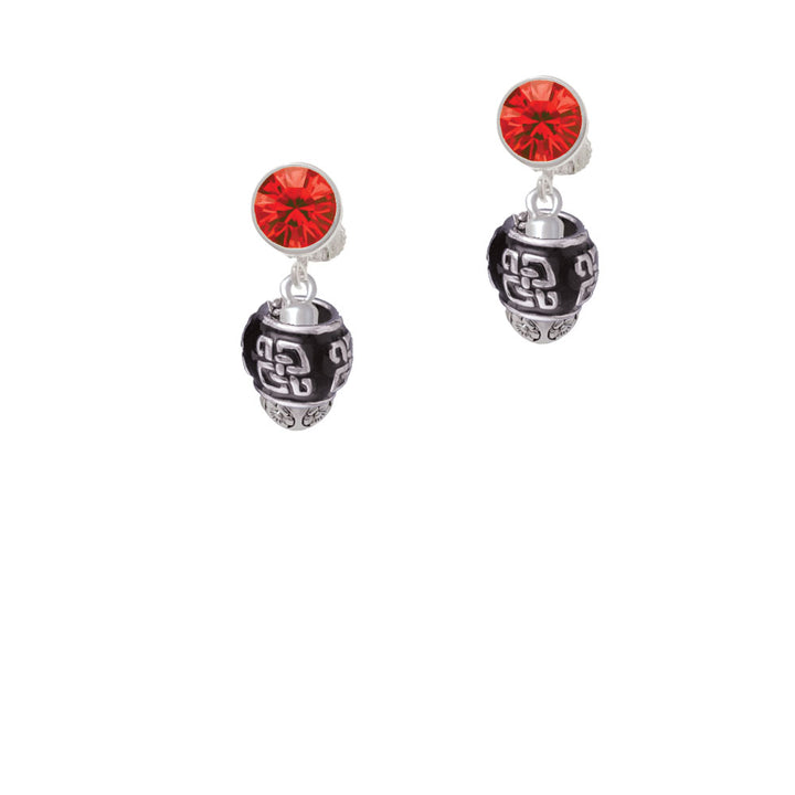 Chinese Pattern on Black - Gold Tone Spinners Crystal Clip On Earrings Image 4