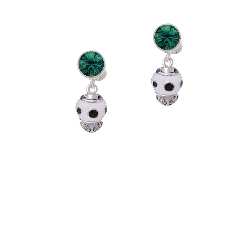 Black Dots on White Spinners Crystal Clip On Earrings Image 1