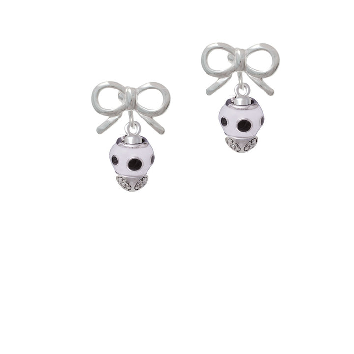 Black Dots on White Spinners Crystal Clip On Earrings Image 9