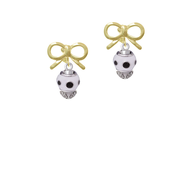 Black Dots on White Spinners Crystal Clip On Earrings Image 10